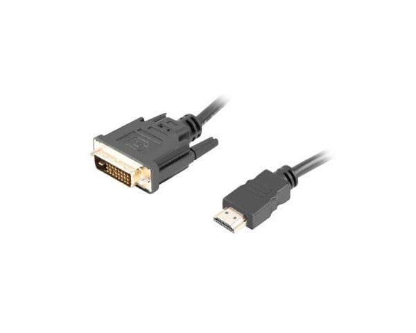 Kabel adapter Lanberg HDMI(M) - DVI-D(M)(24+1) 1,8m Dual Link pozłacane styki 4K 30 Hz czarny