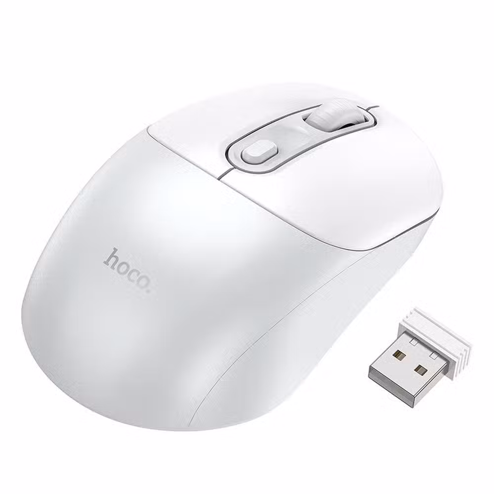 Myszka bezprzewodowa Hoco 2.4G 1600 dpi GM28 biało szara