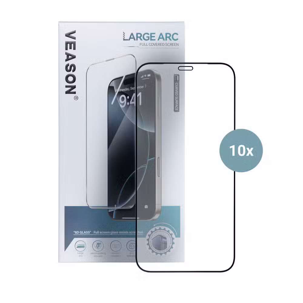 Szkło Hartowane 6D Pro Veason Glass (SET 10in1) - do Iphone 13 Pro Max / 14 Plus czarny - obrazek 3