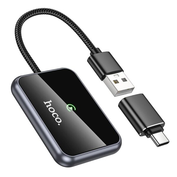 Bezprzewodowy adapter CarPlay Hoco USB A / USB C HU1 czarny