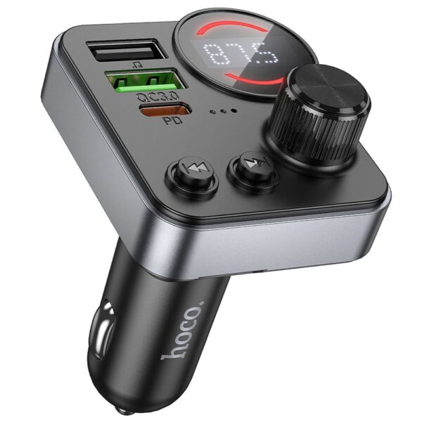 Transmiter samochodowy bluetooth Hoco 2 x USB A + USB C QC3.0 PD 48W E86 czarny