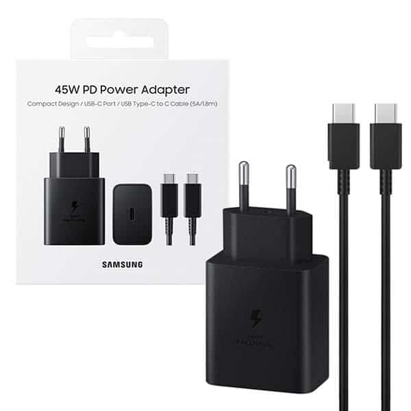 Samsung ładowarka sieciowa USB-C 45W + kabel USB-C - USB-C 5A 1.8m PD PPS czarny EP-T4510XBEGEU